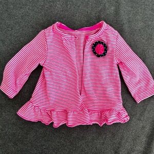 Carter's Pink baby Sweater with Ruffled Hem and 3/4 Sleeves. Size 3 months.
